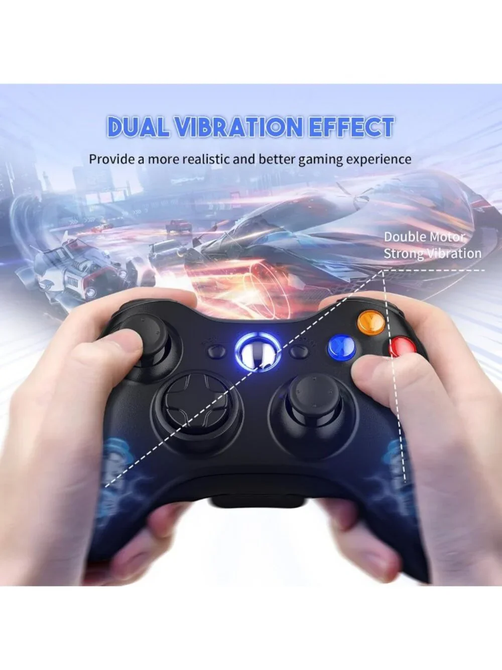 2 Pack Wireless Gamepad Controllers for Xbox 360 & PC - Upgraded Joystick